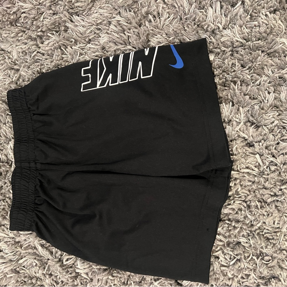 Nike Black Athletic Shorts with Blue Swoosh